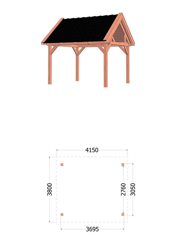 Trendhout Buitenverblijf Zadeldak XL - 415 x 380 cm - Afbeelding 1